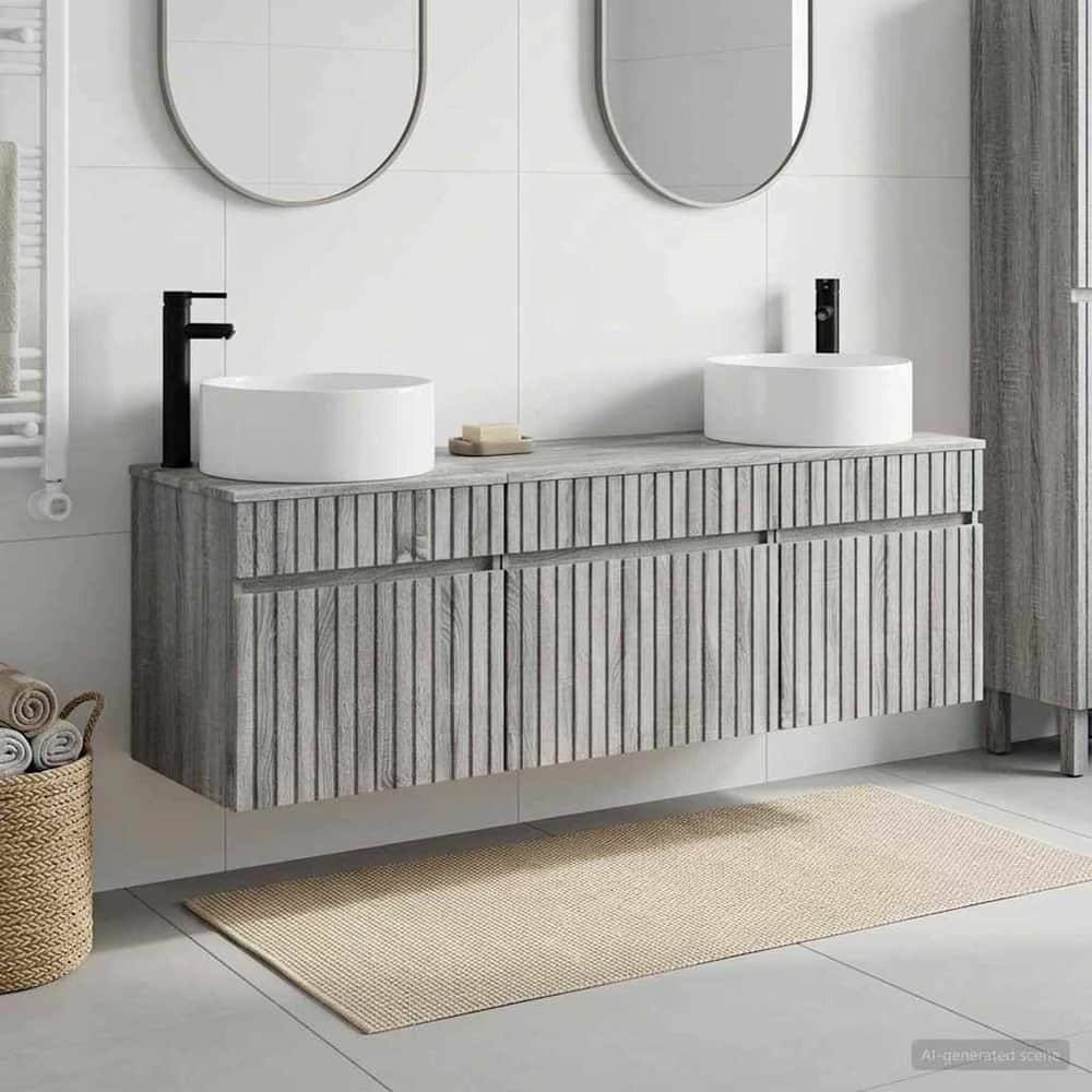 Bathroom Cabinet Set 3 pcs 157 x 44.5 x 80 cm Grey sonoma