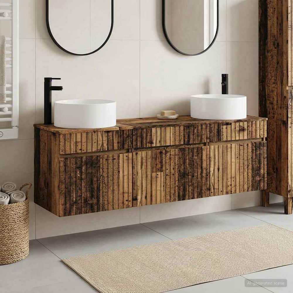 Bathroom Cabinet Set 3 pcs 157 x 44.5 x 80 cm Old wood