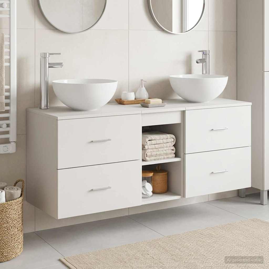 Bathroom Cabinet Set 3 pcs 129 x 41 x 80 cm White
