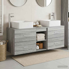 Bathroom Cabinet Set 3 pcs 129 x 41 x 80 cm Grey sonoma