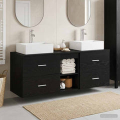 Bathroom Cabinet Set 3 pcs 129 x 41 x 79.5 cm Black
