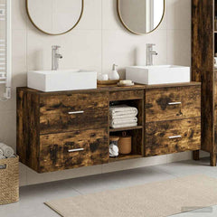 Bathroom Cabinet Set 3 pcs 129 x 41 x 79.5 cm Smoked oak