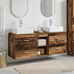 Bathroom Cabinet Set 3 pcs 129 x 41 x 79.5 cm Old wood