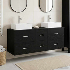 Bathroom Cabinet Set 3 pcs 129 x 41 x 79.5 cm Black