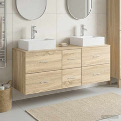 Bathroom Cabinet Set 3 pcs 129 x 41 x 79.5 cm Sonoma oak