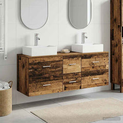 Bathroom Cabinet Set 3 pcs 129 x 41 x 79.5 cm Old wood