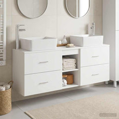 Bathroom Cabinet Set 3 pcs 136 x 35 x 80 cm White