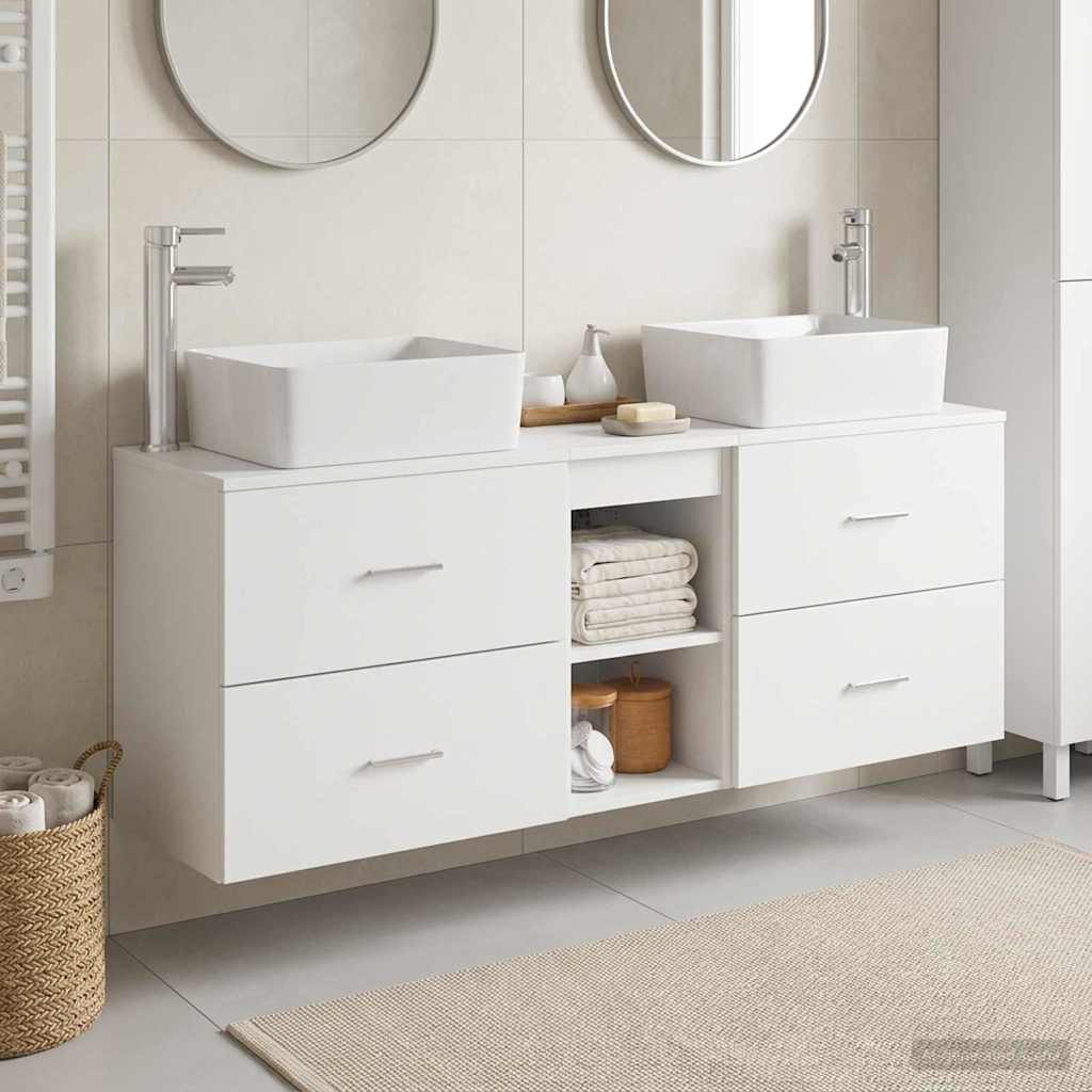 Bathroom Cabinet Set 3 pcs 136 x 35 x 80 cm White