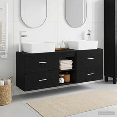 Bathroom Cabinet Set 3 pcs 136 x 35 x 80 cm Black