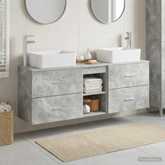 Bathroom Cabinet Set 3 pcs 136 x 35 x 80 cm Concrete grey