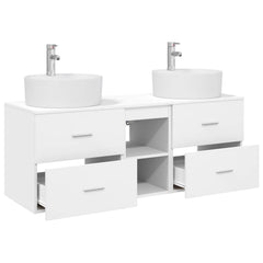 Bathroom Cabinet Set 3 pcs 129 x 44.5 x 82 cm White