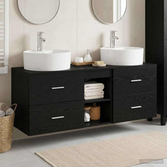 Bathroom Cabinet Set 3 pcs 129 x 44.5 x 82 cm Black