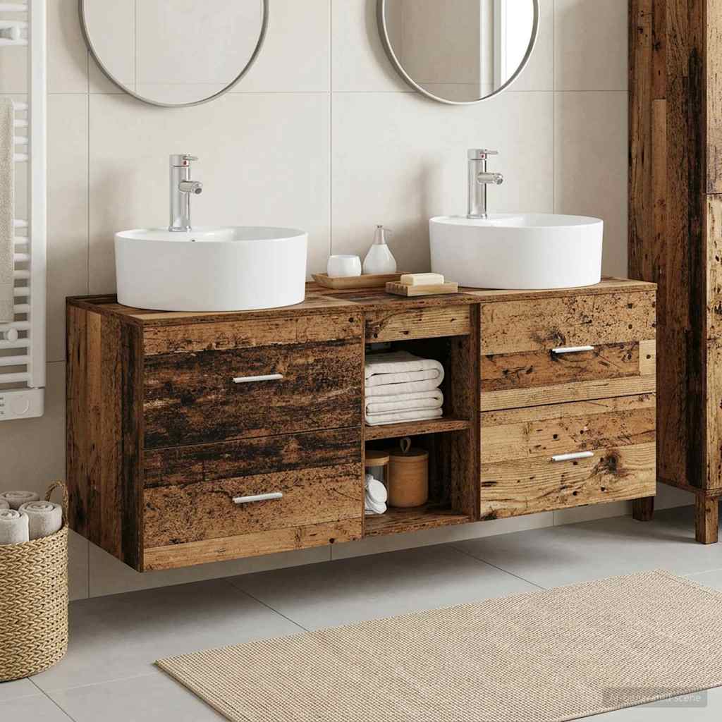 Bathroom Cabinet Set 3 pcs 129 x 44.5 x 82 cm Old wood