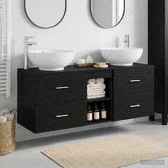 Bathroom Cabinet Set 3 pcs 129 x 44.5 x 80 cm Black