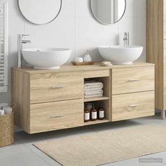 Bathroom Cabinet Set 3 pcs 129 x 44.5 x 80 cm Sonoma oak