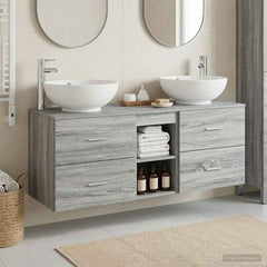 Bathroom Cabinet Set 3 pcs 129 x 44.5 x 80 cm Grey sonoma