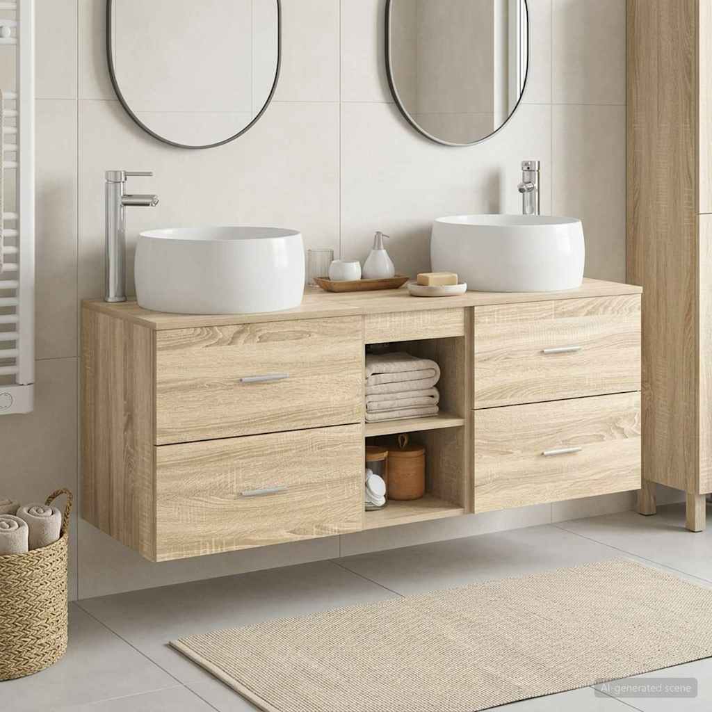 Wall-mounted Bathroom Cabinet Set 3 pcs Sonoma oak