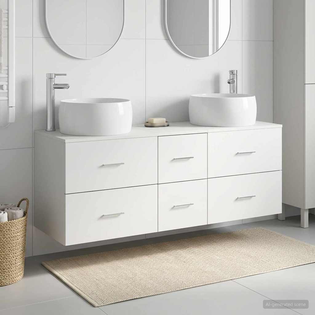 Bathroom Cabinet Set 3 pcs 129 x 44.5 x 80 cm White