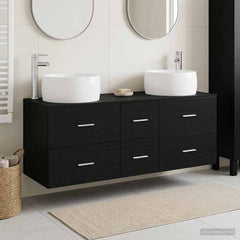Bathroom Cabinet Set 3 pcs 129 x 44.5 x 80 cm Black