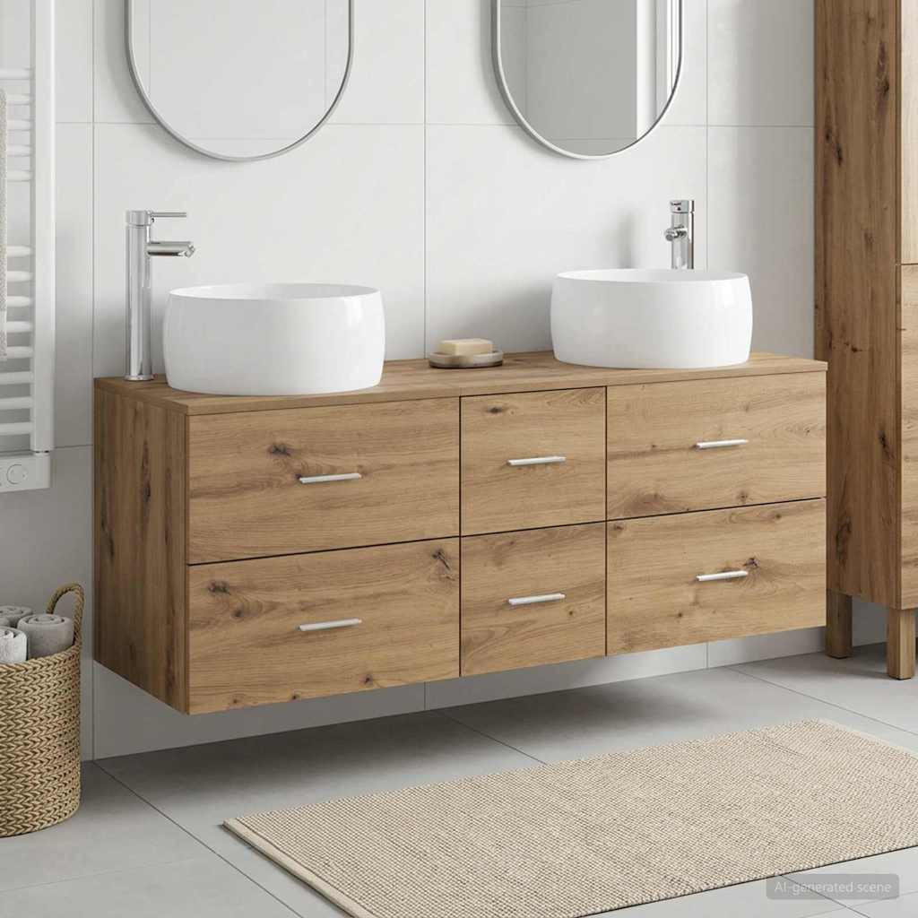 Bathroom Cabinet Set 3 pcs 129 x 44.5 x 80 cm Artisan oak