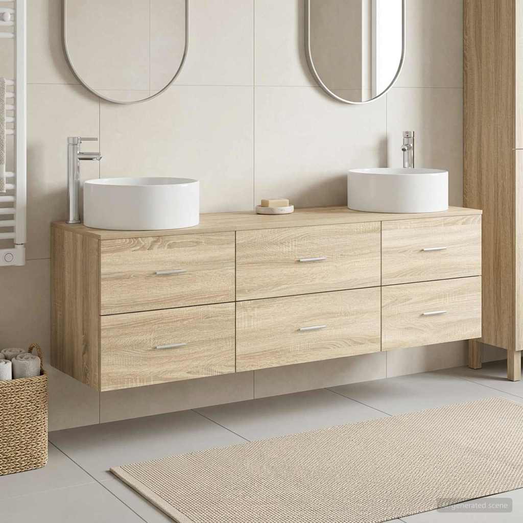 Bathroom Cabinet Set 3 pcs 161.5 x 44.5 x 80 cm Sonoma oak