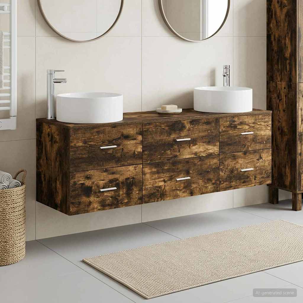 Bathroom Cabinet Set 3 pcs 161.5 x 44.5 x 80 cm Smoked oak