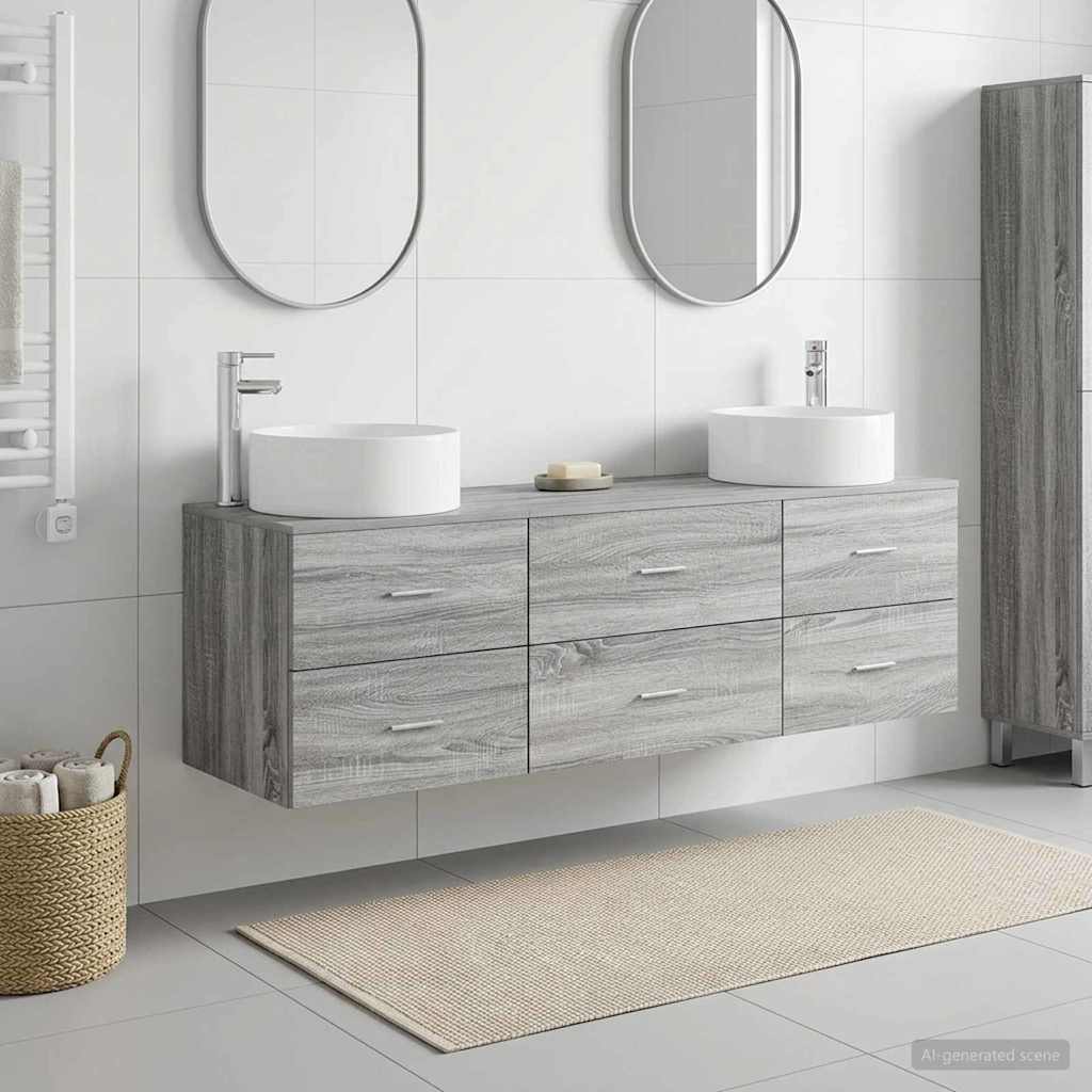 Bathroom Cabinet Set 3 pcs 161.5 x 44.5 x 80 cm Grey sonoma