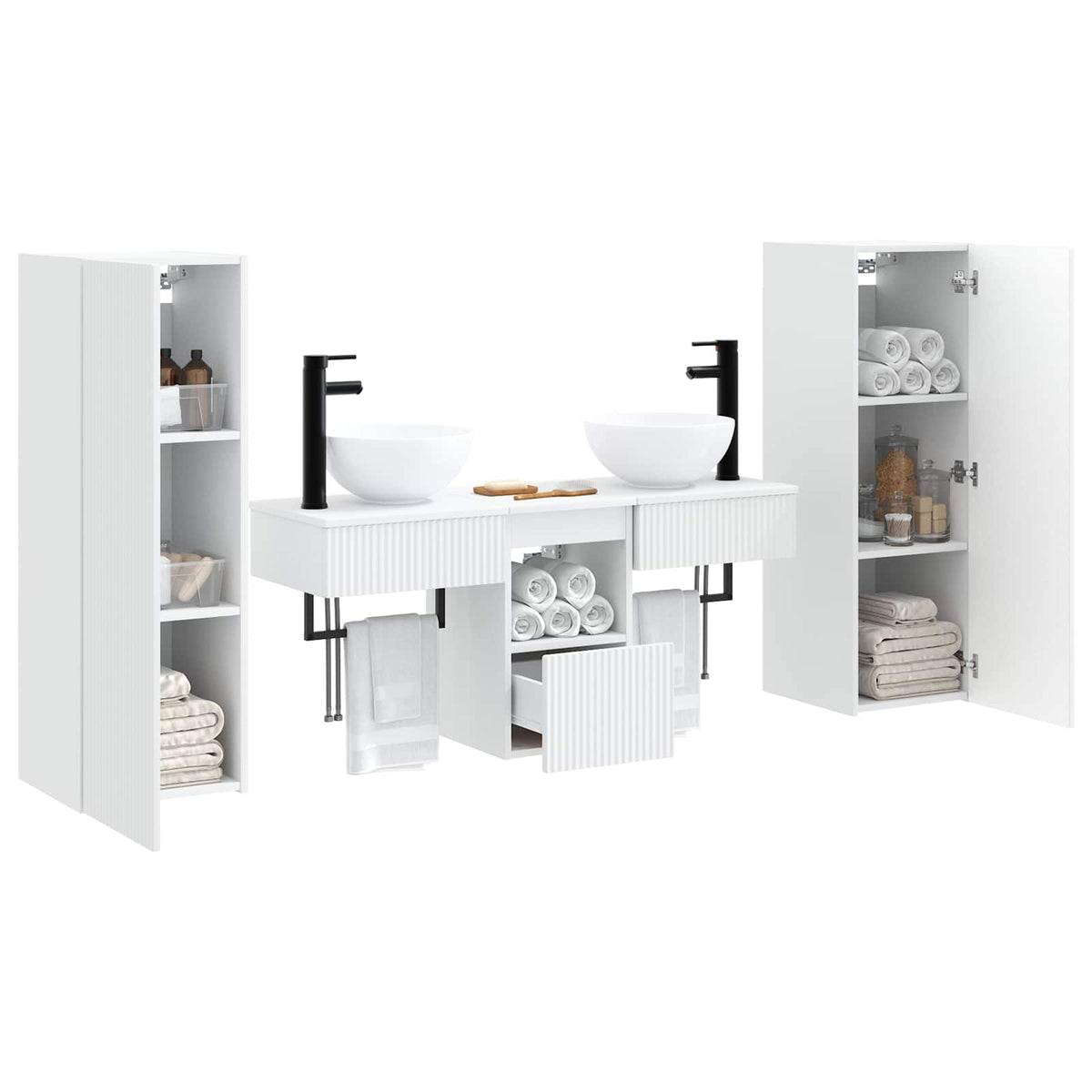 Bathroom Cabinet Set 5 pcs 33 x 34.5 x 100 cm White