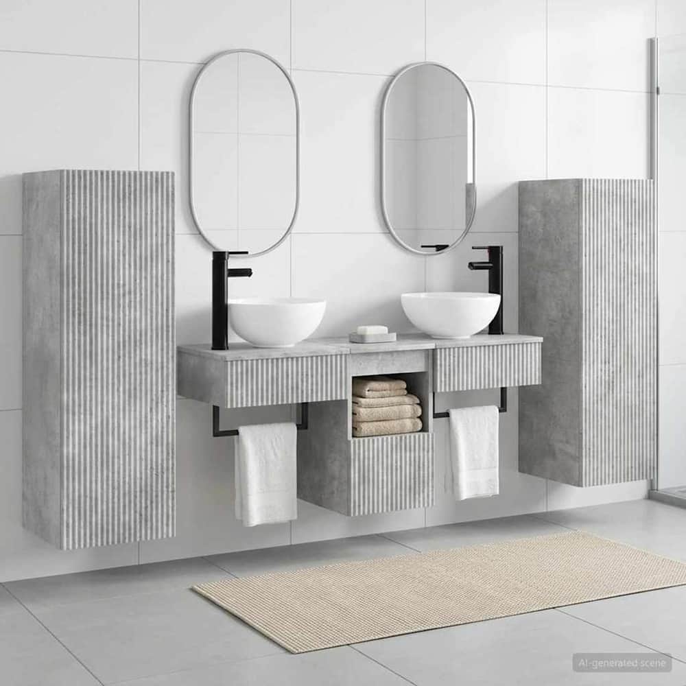 Bathroom Cabinet Set 5 pcs 33 x 34.5 x 100 cm Concrete grey