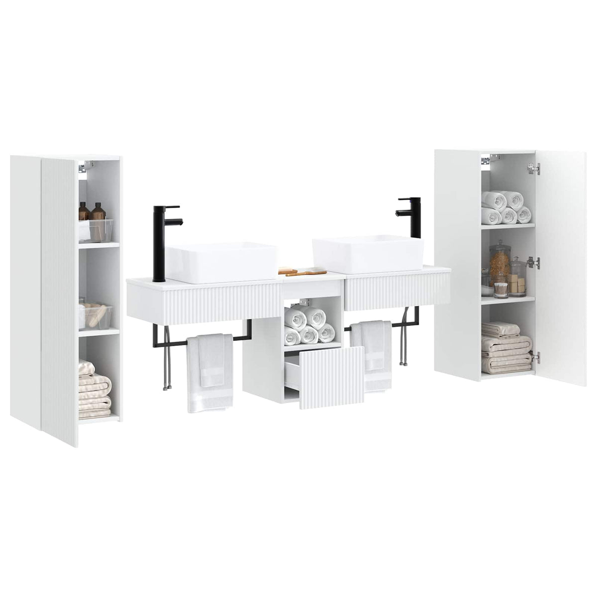 Bathroom Cabinet Set 5 pcs 136 x 35 x 80 cm White