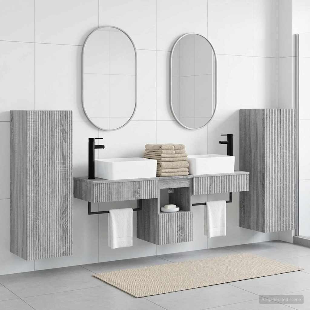 Bathroom Cabinet Set 5 pcs 136 x 35 x 80 cm Grey sonoma