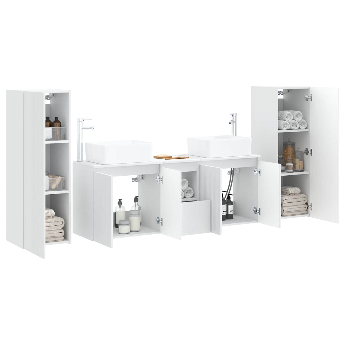 Bathroom Cabinet Set 5 pcs 136 x 35 x 80 cm White