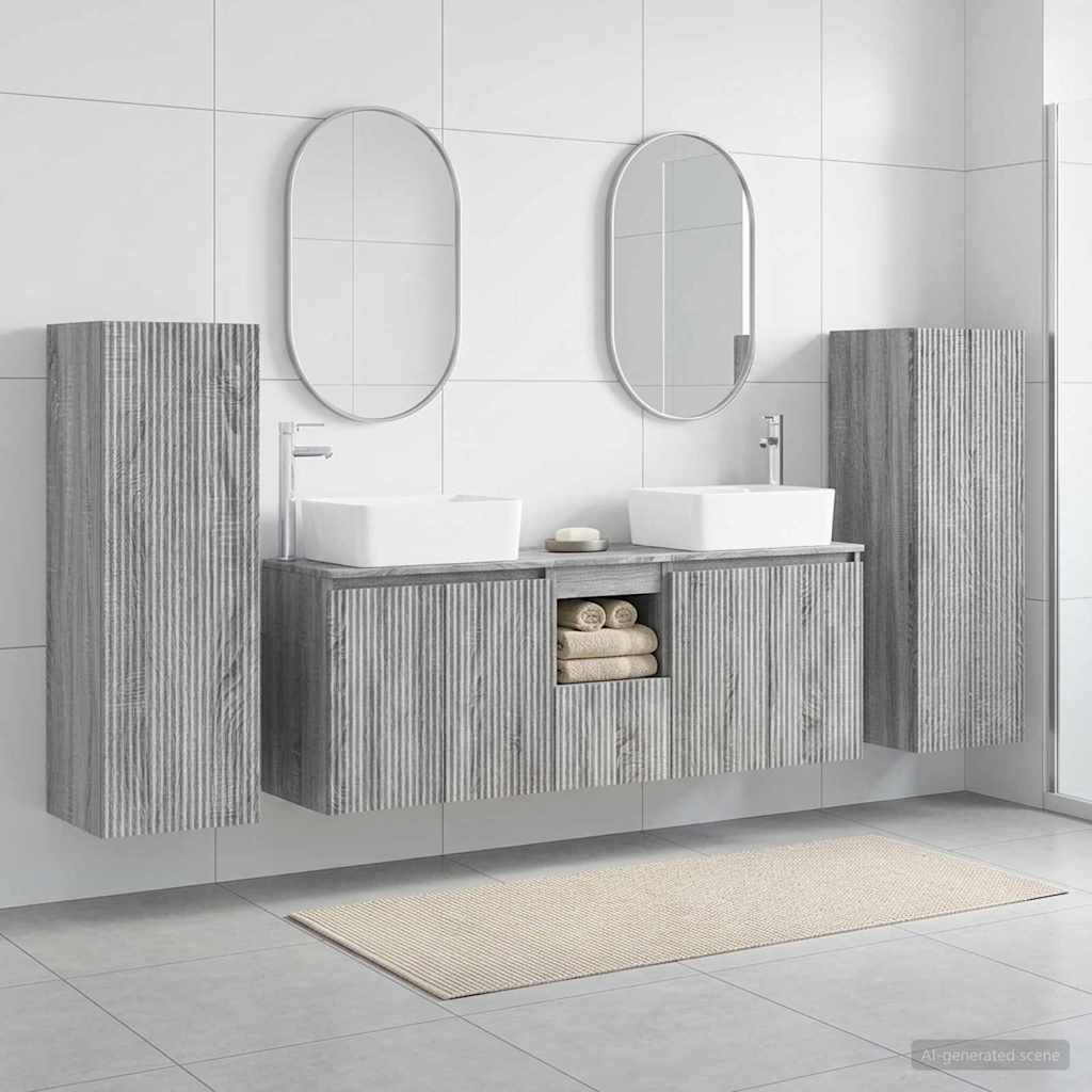 Bathroom Cabinet Set 5 pcs 136 x 35 x 80 cm Grey sonoma