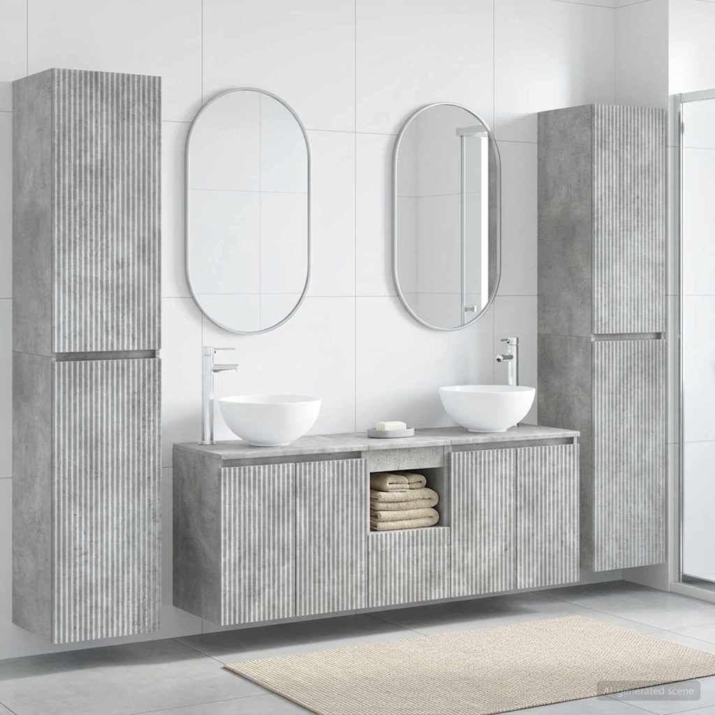 Bathroom Cabinet Set 5 pcs 129 x 35 x 80 cm Concrete grey