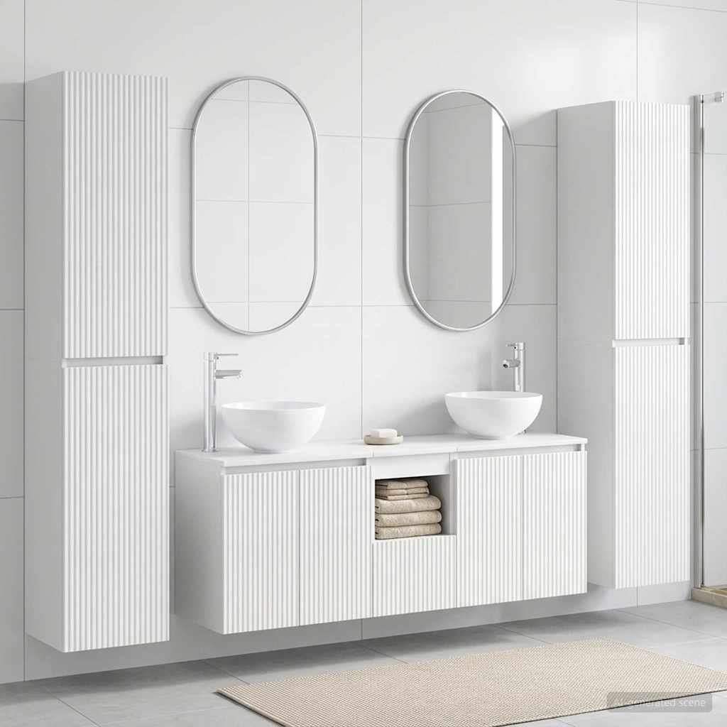 Bathroom Cabinet Set 5 pcs 129 x 35 x 80 cm High gloss white