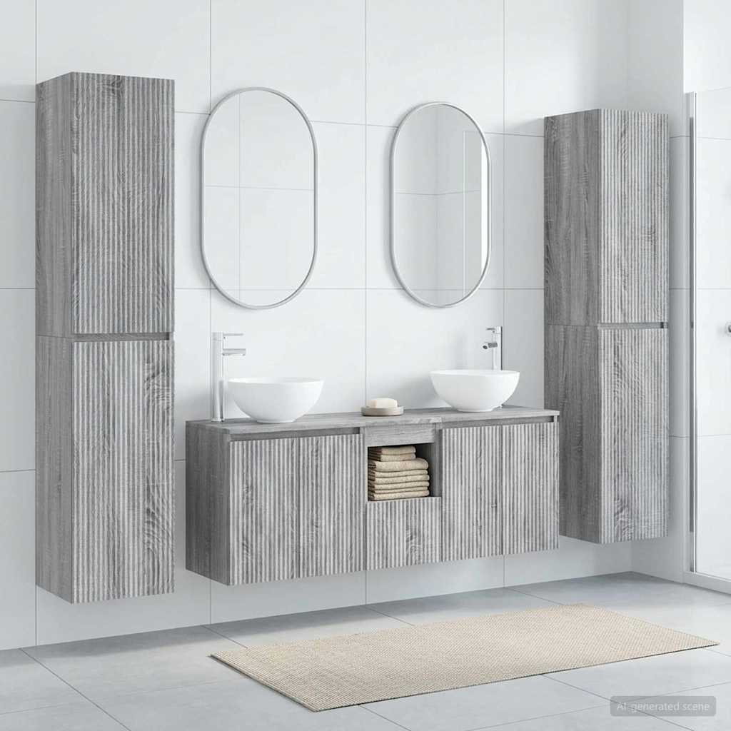 Bathroom Cabinet Set 5 pcs 129 x 35 x 80 cm Grey sonoma