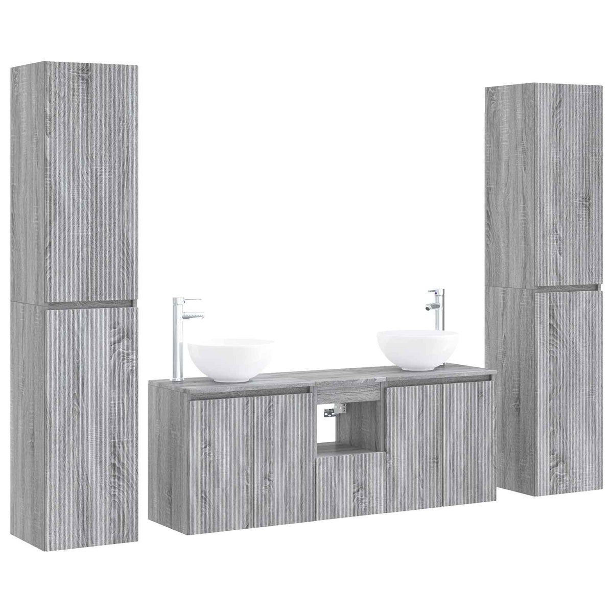 Bathroom Cabinet Set 5 pcs 129 x 35 x 80 cm Grey sonoma