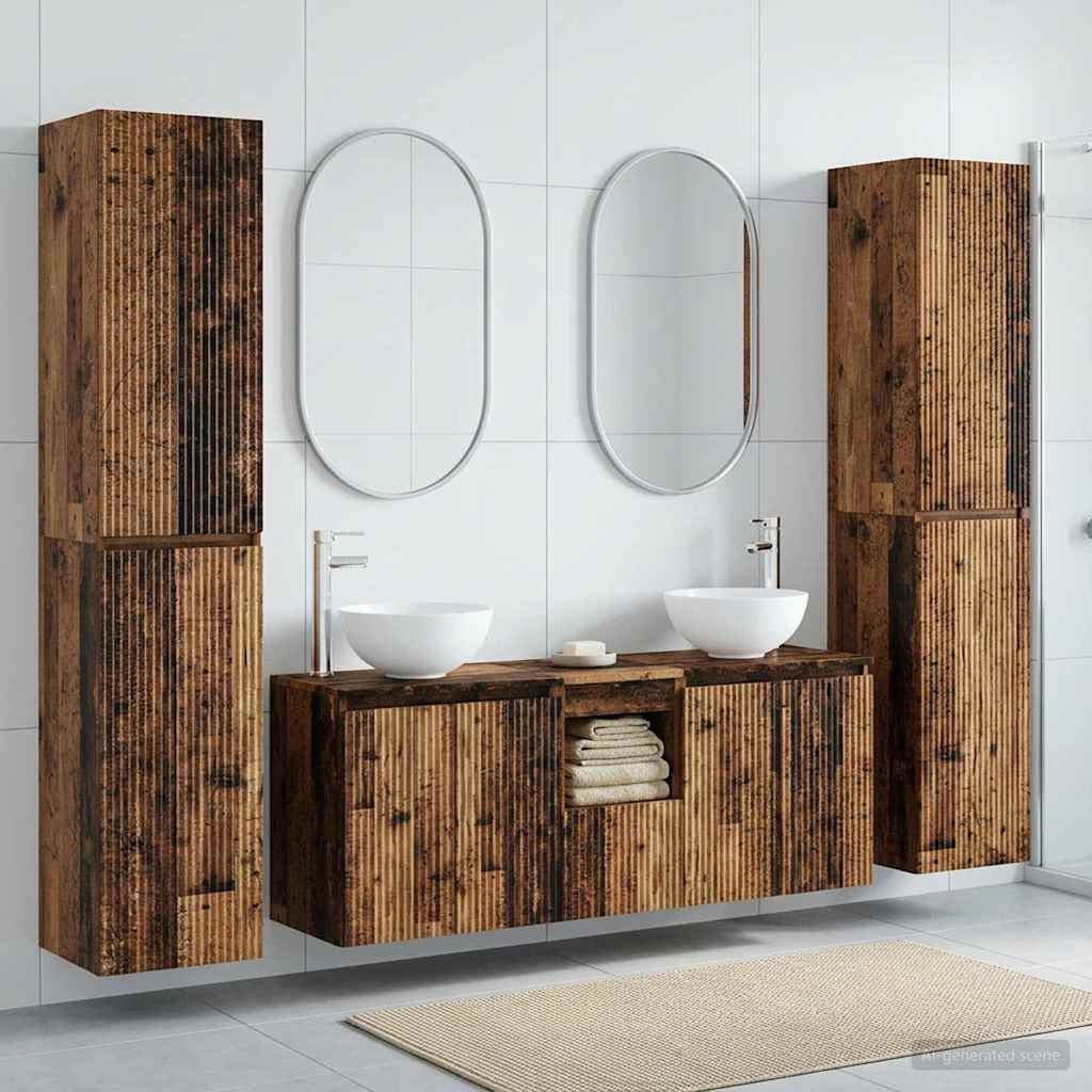 Bathroom Cabinet Set 5 pcs 129 x 35 x 80 cm Old wood