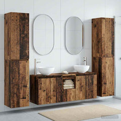 Bathroom Cabinet Set 5 pcs 129 x 35 x 80 cm Old wood