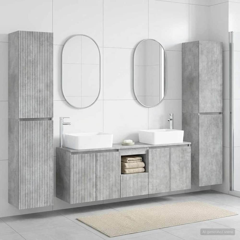 Bathroom Cabinet Set 5 pcs 33 x 34.5 x 160 cm Concrete grey