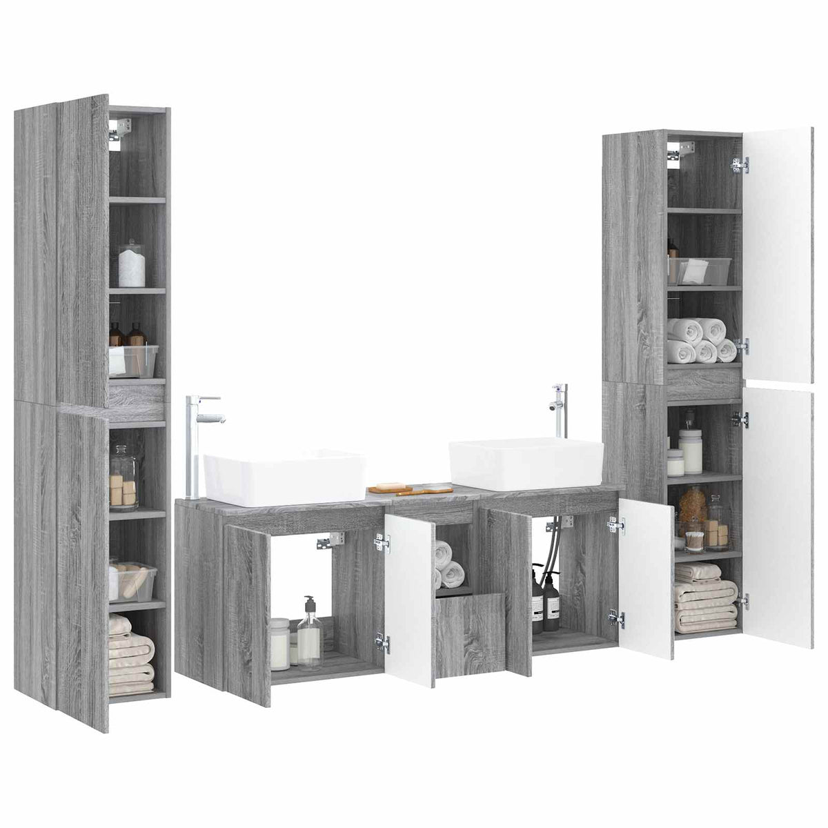 Bathroom Cabinet Set 5 pcs 33 x 34.5 x 160 cm Grey sonoma