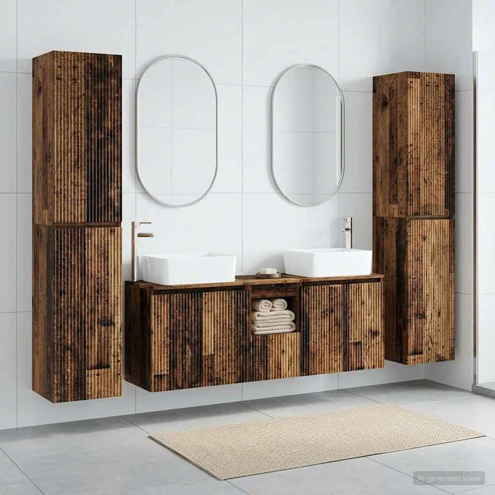 Bathroom Cabinet Set 5 pcs 33 x 34.5 x 160 cm Old wood