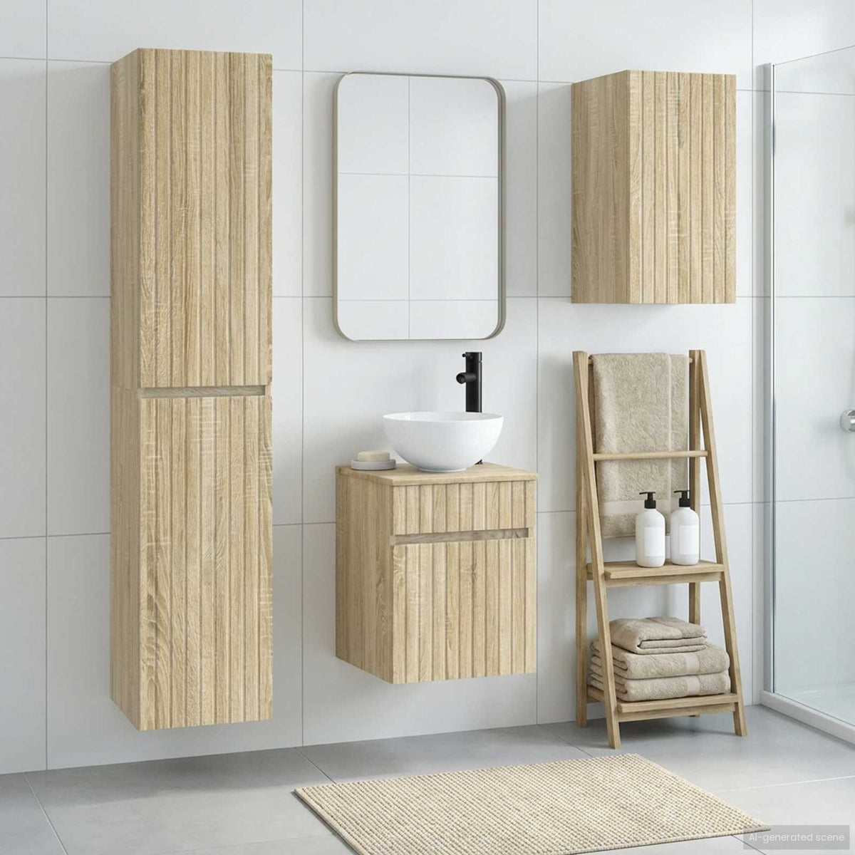 Bathroom Cabinet Set 3 pcs 33 x 34.5 x 160 cm Sonoma oak