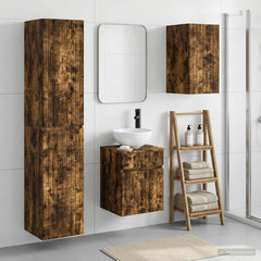 Bathroom Cabinet Set 3 pcs 33 x 34.5 x 160 cm Smoked oak