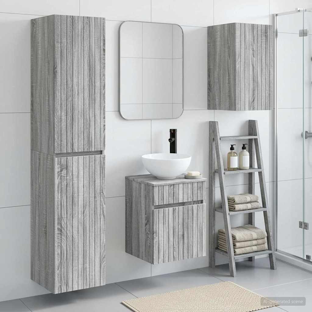 Bathroom Cabinet Set 3 pcs 33 x 34.5 x 160 cm Grey sonoma