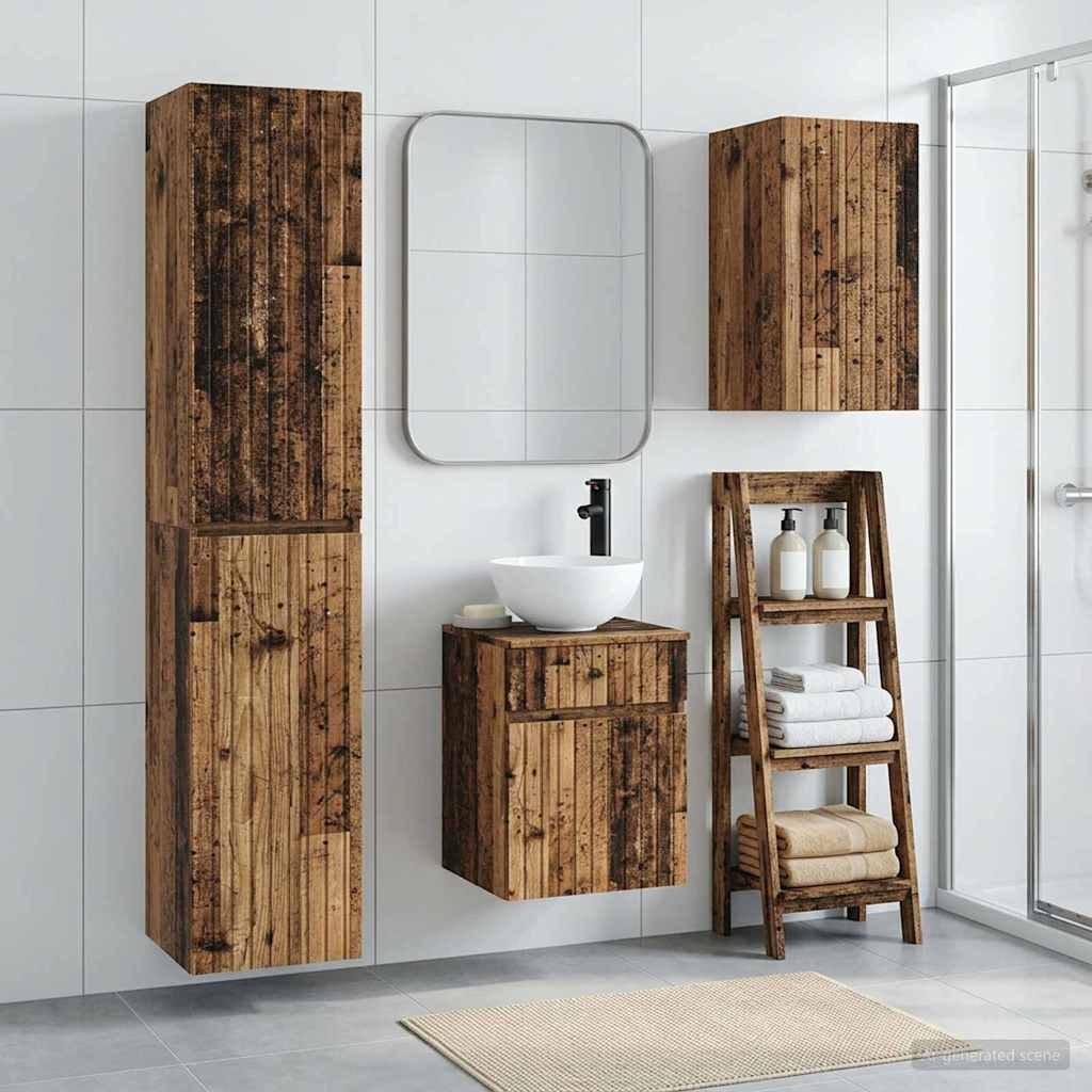 Bathroom Cabinet Set 3 pcs 33 x 34.5 x 160 cm Old wood
