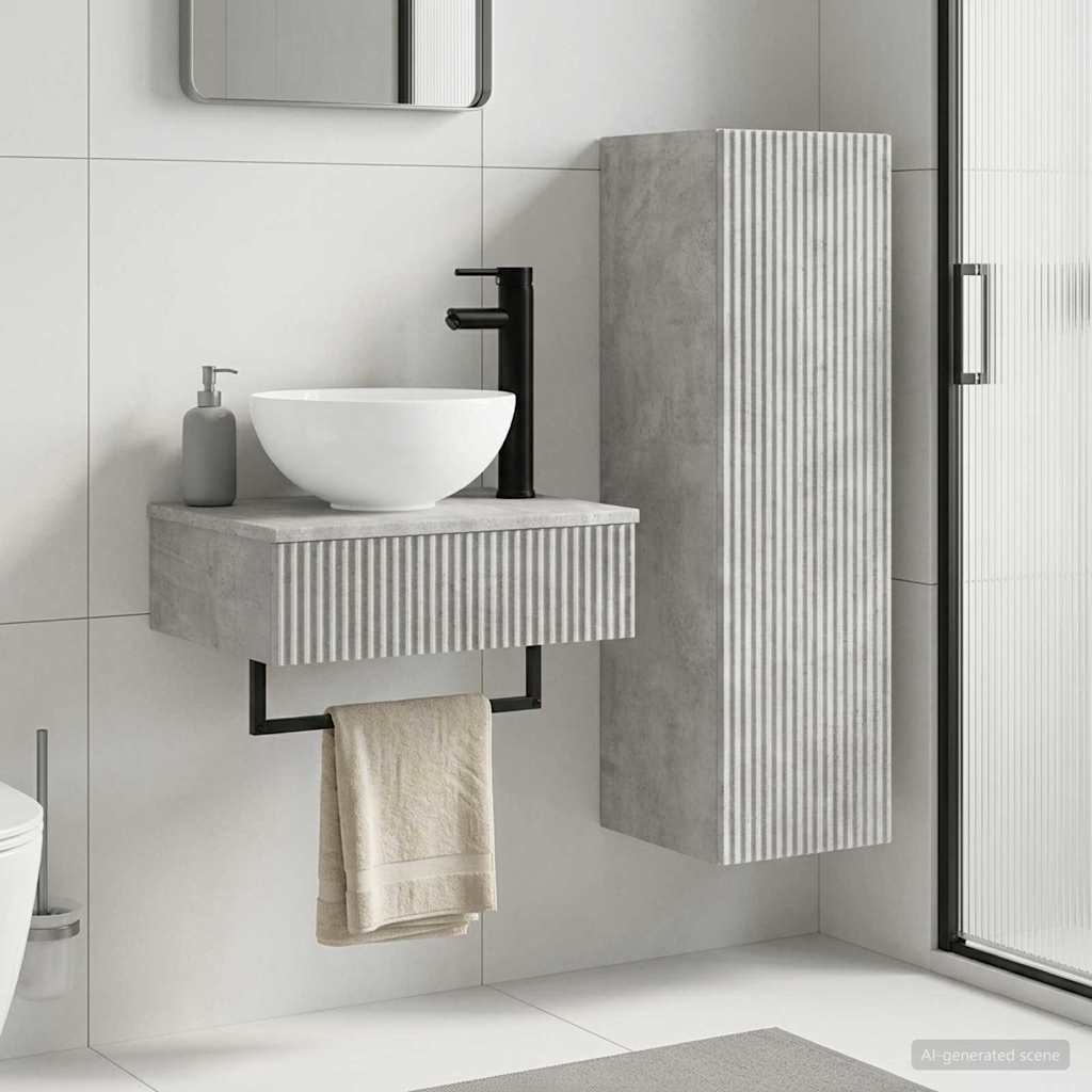 Bathroom Cabinet Set 2 pcs 33 x 34.5 x 100 cm Concrete grey