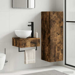 Bathroom Cabinet Set 2 pcs 33 x 34.5 x 100 cm Smoked oak