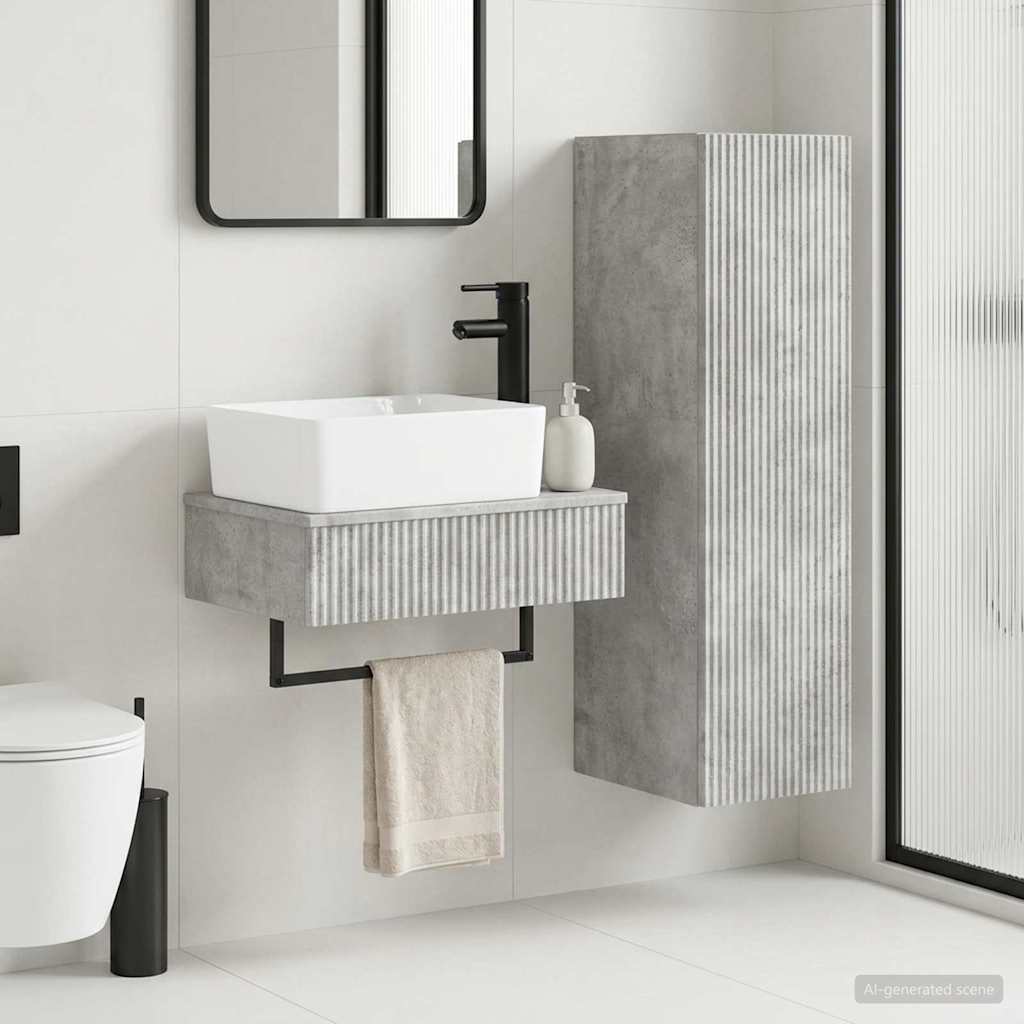 Bathroom Cabinet Set 2 pcs 33 x 34.5 x 100 cm Concrete grey