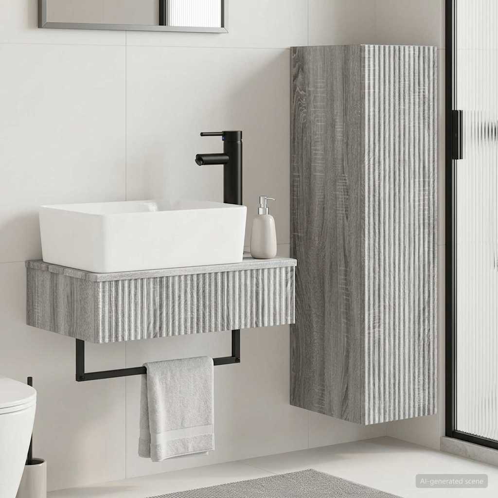 Bathroom Cabinet Set 2 pcs 33 x 34.5 x 100 cm Grey sonoma